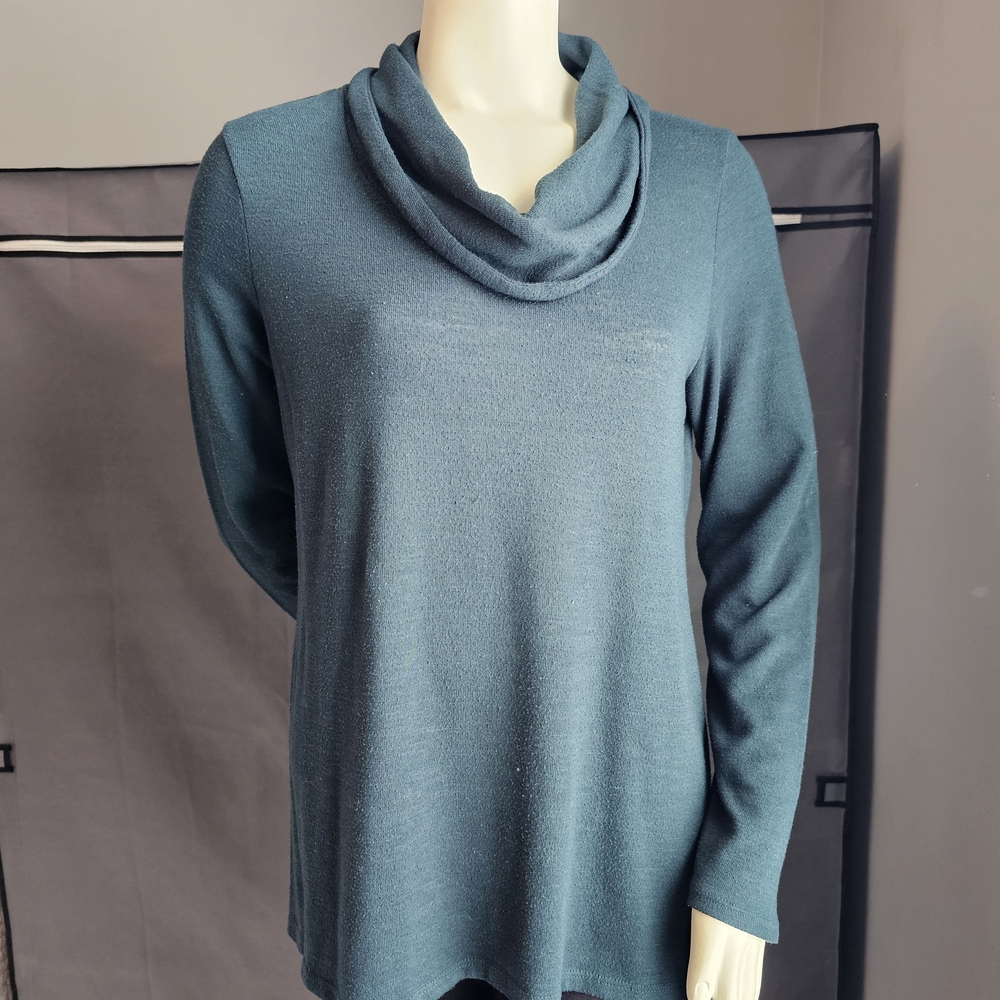 AB Studio Teal Cowl Neck Sweater